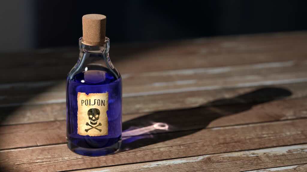poison と書かれた毒瓶