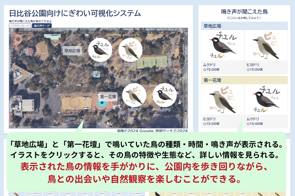 鳥の声モードの実画面